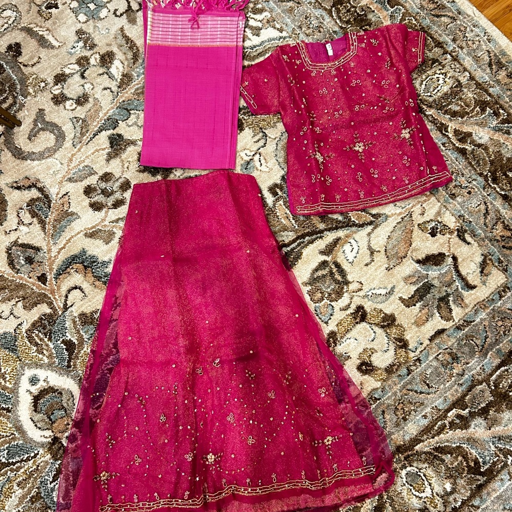 Pink Embroidered girls Anarkali